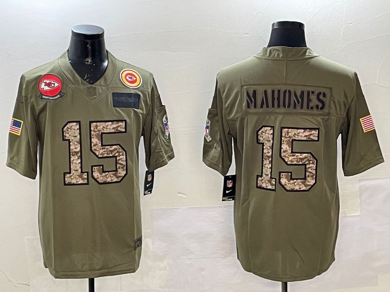 Men Kansas City Chiefs 15 Mahomes Green 2025 Nike Vapor Limited NFL Jersey style 2104